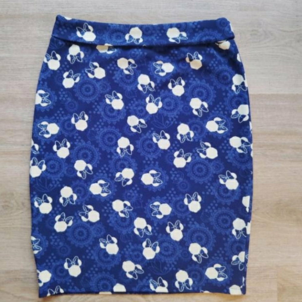 LuLaRoe Disney Blue Minnie Mouse Print Cassie Pencil Skirt - Size Medium - Picture 3 of 10